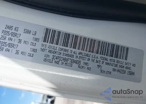 2015 Dodge Journey Se z USA, uszkodzony, nr VIN 3C4PDCAB0FT694835